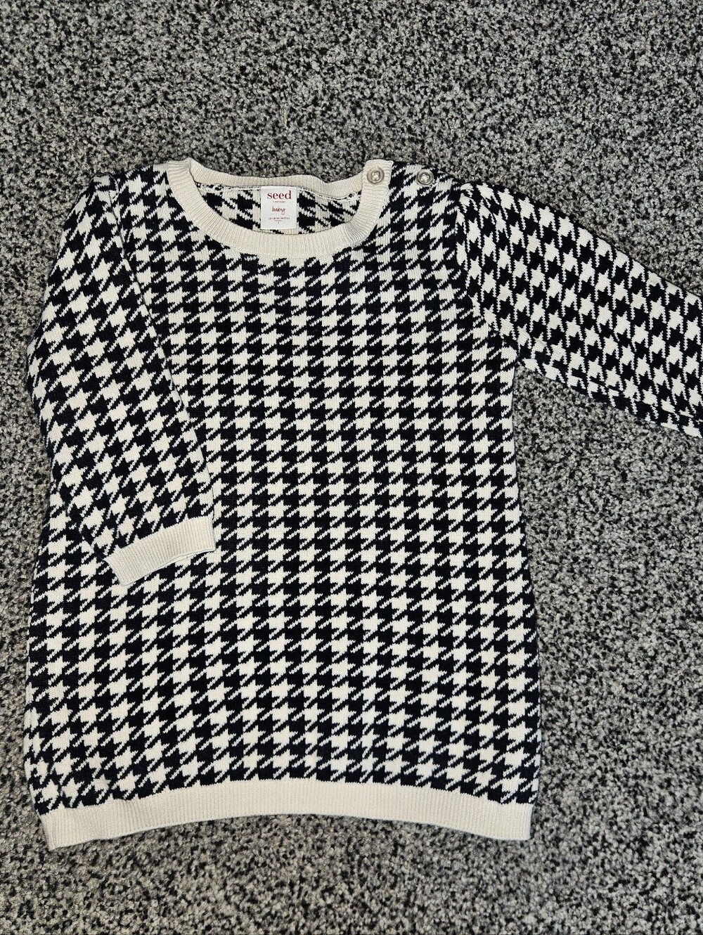 Seed Heritage Navy Houndstooth Knitted Dress Size 12-18m